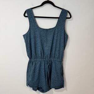 prAna Women's Railay Romper Shorts Blue Pattern Small Tank Top Active Athleisure